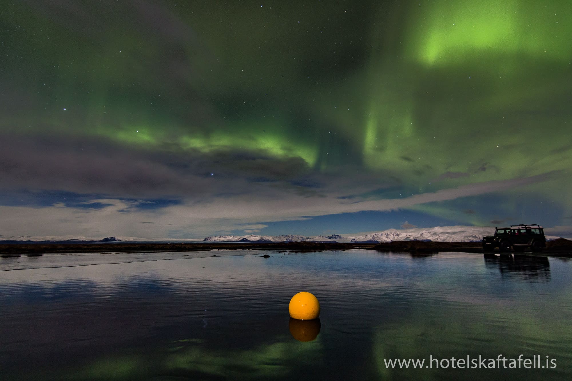 Photo of Northern Lights (Aurora borealis) taken from Hotel Skaftafell